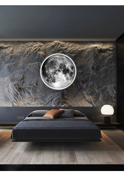 Moon LED Aplik, 30 cm Çap, LED 25WATT, Modern,duvar Aplik,yatak Odası Aplik, Duvar Lambası, LED Aplik