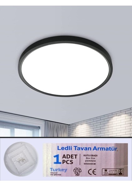 Black LED Panel, Yuvarlak, Ledli Armatür, 50 cm -45WATT, Siyah Çerçeve, 6500K-BEYAZ-IŞIK-LED-ARMATÜR fiyatları