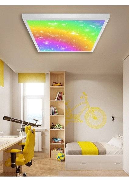 Gökkuşağı LED AVIZE-60 cm x 60 x M Büyük Kare-1.5kg Hafif- 54W Güçlü Işık 30M2 Alan Aydınlatır-Hepsiburada