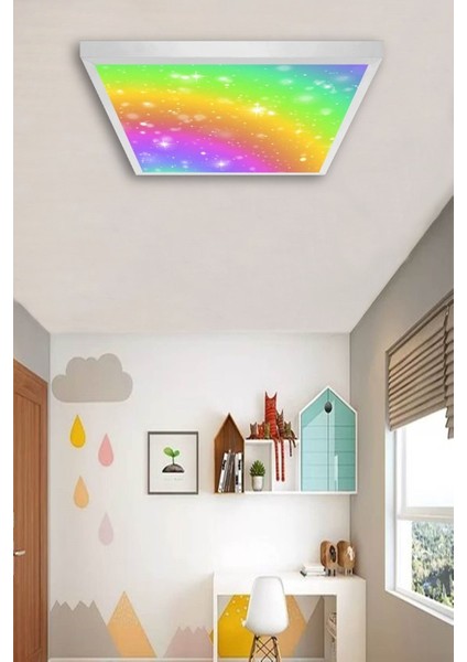 Gökkuşağı LED AVIZE-60 cm x 60 x M Büyük Kare-1.5kg Hafif- 54W Güçlü Işık 30M2 Alan Aydınlatır-Hepsiburada