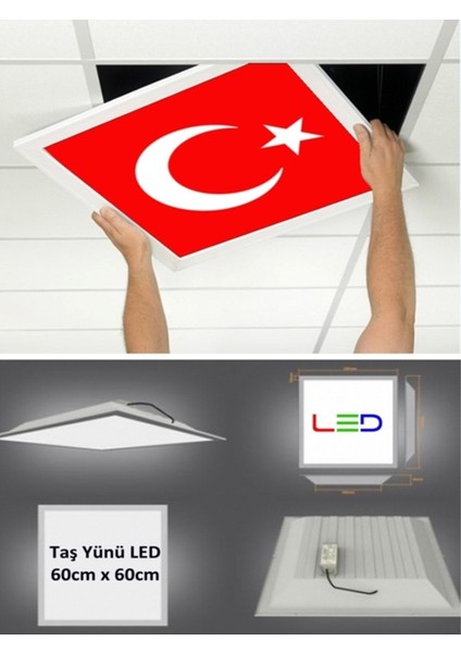 Bayrak LED PANEL-60 cm x 60 cm -SIVA ALTI-60W-6500K-BEYAZ-LED Panel-Led Armatür- Taş Yünü Asma Tavan