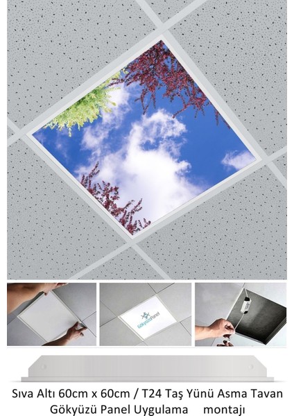 Asma Tavan LED-60 cm x 60 cm -SIVA ALTI-54W-6500K-LED Panel-Led Armatür- 60 x 60 Taş Yünü Asma Tavan Ledi