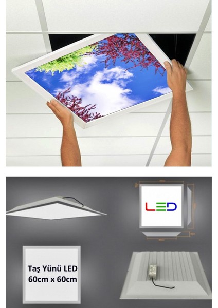 Asma Tavan LED-60 cm x 60 cm -SIVA ALTI-54W-6500K-LED Panel-Led Armatür- 60 x 60 Taş Yünü Asma Tavan Ledi fiyatları