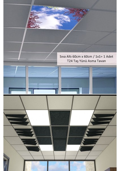 Asma Tavan LED-60 cm x 60 cm -SIVA ALTI-54W-6500K-LED Panel-Led Armatür- 60 x 60 Taş Yünü Asma Tavan Ledi modelleri