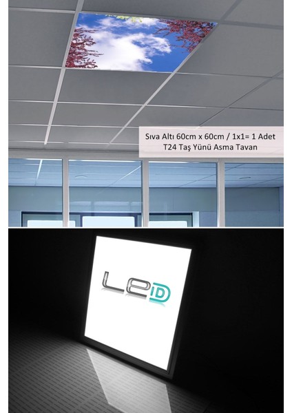 Asma Tavan LED-60 cm x 60 cm -SIVA ALTI-54W-6500K-LED Panel-Led Armatür- 60 x 60 Taş Yünü Asma Tavan Ledi fırsatları