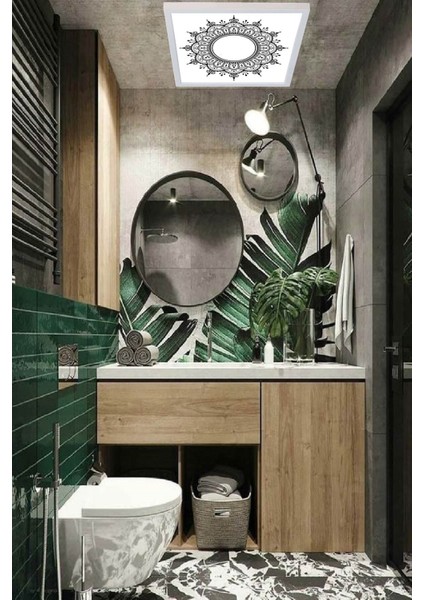 Modern Banyo Avize Desinist LED Tavana Model Avize, 60WATT Beyaz Işık, 60 x 60 cm Modern Kare Avize,