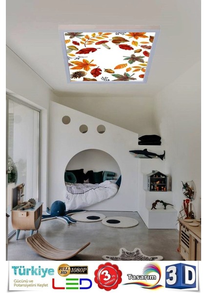 Sonbahar Yapraklı Modern 60W LED Avize , Tasarım Ürün 60 cm x 60 cm Büyük Ölçü modelleri
