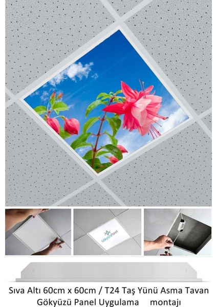 Asma TAVAN-60 cm x 60 cm -SIVA ALTI-54W-6500K-BEYAZ-LED Panel-Led Armatür-Taş Yünü Asma Tavan-Hastane LED