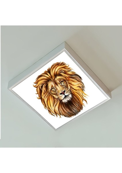 Aslan Çocuk Odası LED AVIZE-60W Aydınlatma-Şık TASARIM-60 cm x 60 cm Kare-Beyaz Işık-Led-Beyaz Çerçeve fiyatları