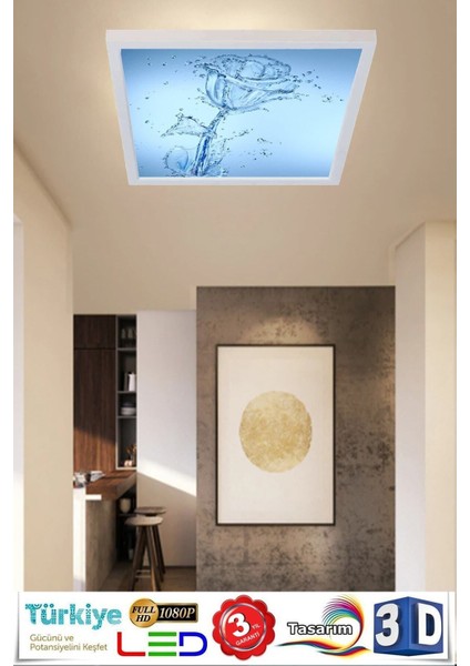 Yeni Tasarım Su Gülü Model LED Panel Avize 60WATT LED Aydınlatma 60 cm x 60 cm Modern Avize
