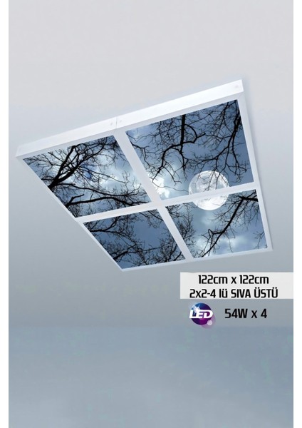 124 cm x 124 cm -DÖRTLÜ- Led-Sıva ÜSTÜ-216W-YATAK Odası LED Aydınlatma-Avize Modelleri-A+