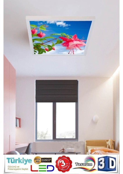60 cm x 60 cm LED Gökyüzü Tavan Avize 60WATT -Yeni Nesil Avize, Beyaz Işık, 6400K, Modern Çerçeve