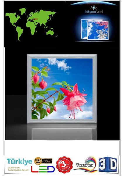 60 cm x 60 cm LED Gökyüzü Tavan Avize 60WATT -Yeni Nesil Avize, Beyaz Işık, 6400K, Modern Çerçeve fırsatları