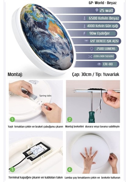 LED Aplik 30 cm Çap LED 25WAT, Duvar Ay Tablosu Moder LED Aplik Yenı Model Avıze