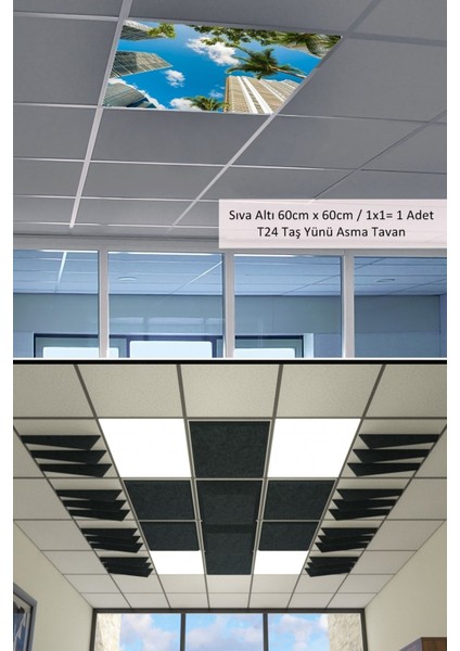 NEW-60 cm x 60 cm -ASMA Tavan Led-Sıva ALTI-54WATT-LED Panel-Led ARMATÜR-60 x 60 Taş Yünü Asma Tavan Ledi