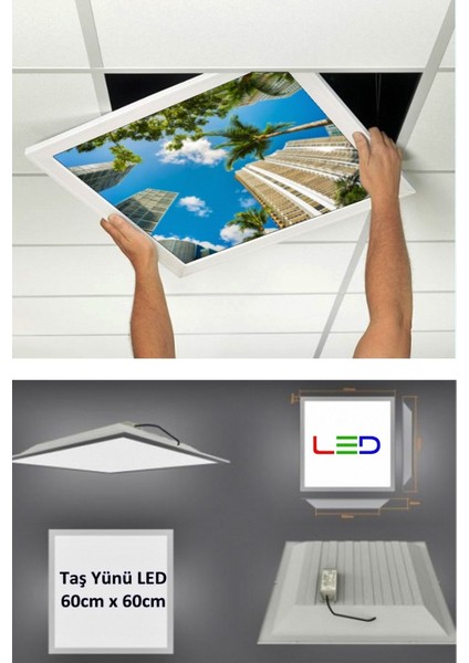 NEW-60 cm x 60 cm -ASMA Tavan Led-Sıva ALTI-54WATT-LED Panel-Led ARMATÜR-60 x 60 Taş Yünü Asma Tavan Ledi