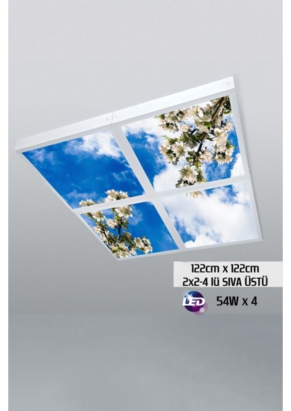 124 cm x 124 cm -DÖRTLÜ- Led-Sıva ÜSTÜ-216WATT-KUAFÖR Tavan-Led Aydınlatma-Avize Modelleri