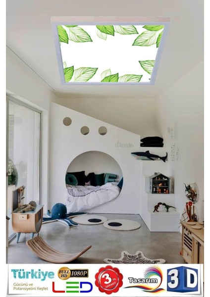 Baskılı LED Panel Aydınlatma Beyaz Çerçeve 60W LED Avize 60 cm x 60 cm