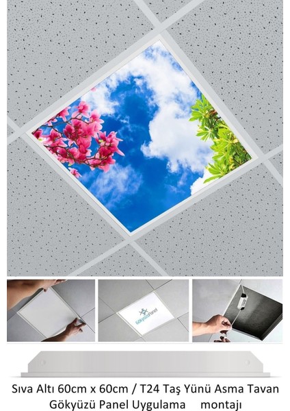 60 cm x 60 cm -ASMA Tavan Led-Sıva ALTI-54W-BEYAZ-LED Panel-Led ARMATÜR-60 x 60 Taş Yünü Asma Tavan Ledi