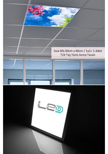 60 cm x 60 cm -ASMA Tavan Led-Sıva ALTI-54W-BEYAZ-LED Panel-Led ARMATÜR-60 x 60 Taş Yünü Asma Tavan Ledi modelleri