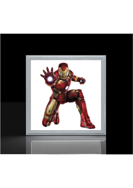 Iron Man Çocuk Odası LED Avize 60 x 60 Baskılı-Beyaz Çerçeve LED Işık Kolay Montaj 60W Homojen Dağılım modelleri