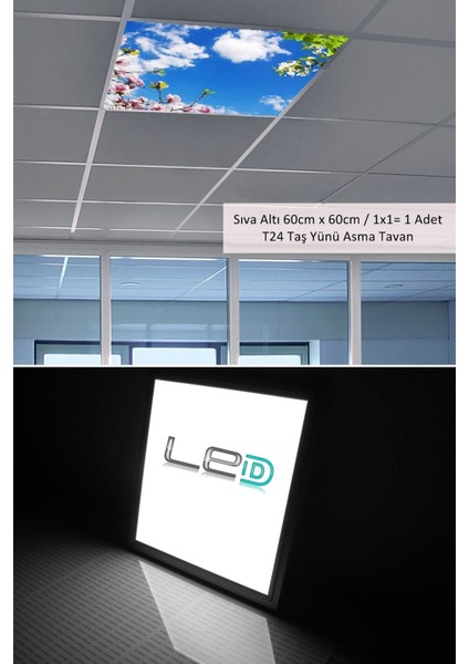 Asma Tavan LED-60 cm x 60 cm -SIVA ALTI-54W-6500K-LED Panel-Led Armatür- 60 x 60 Taş Yünü Asma Tavan Ledi modelleri