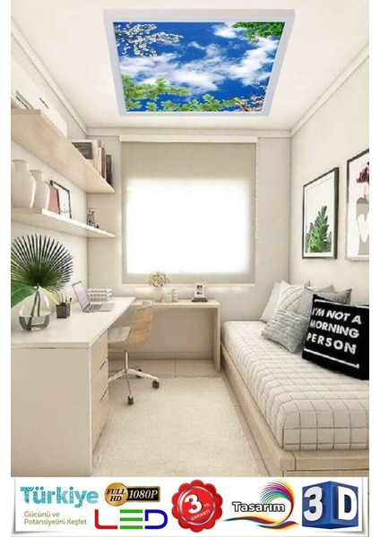 Ağaçlı Gökyüzü Avize 60W Yeni Nesil Aydınlatma 60 x 60 Beyaz Işık, Modern Çerçeve
