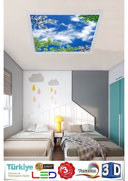 Ağaçlı Gökyüzü Avize 60W Yeni Nesil Aydınlatma 60 x 60 Beyaz Işık, Modern Çerçeve modelleri