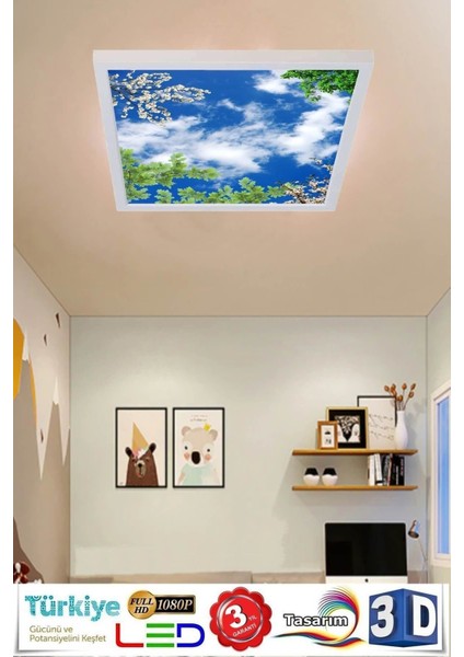 Ağaçlı Gökyüzü Avize 60W Yeni Nesil Aydınlatma 60 x 60 Beyaz Işık, Modern Çerçeve fırsatları