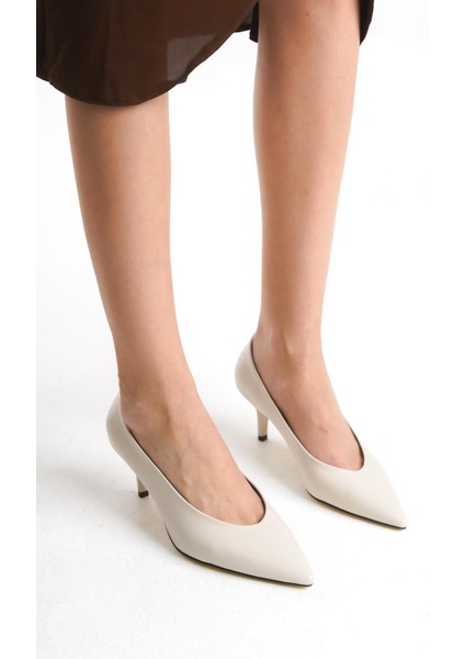 Bueno Bej Cilt Stiletto Ayakkabı