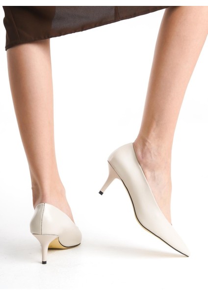 Bueno Bej Cilt Stiletto Ayakkabı
