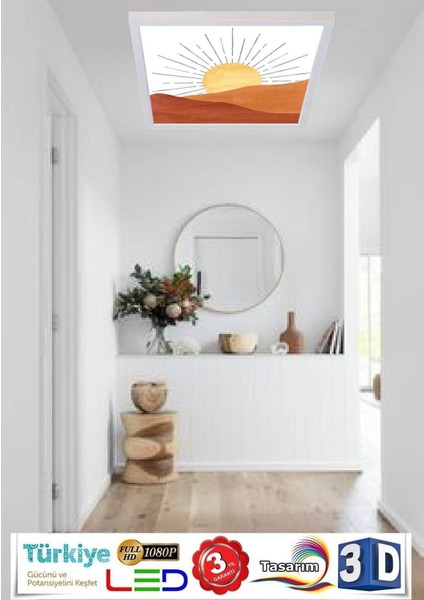 Pastel Art Desenli Tavan Armatürü 60W LED Aydınlatma Hd Avize 60 cm x 60 cm fiyatları