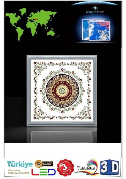 Kibar Tasarım Desenli LED Tavan 60WATT LED Avize 60 cm x 60 cm Modern Kendinden Çerçeveli modelleri
