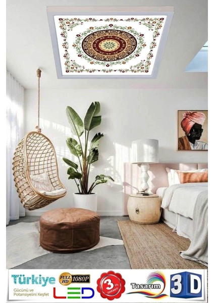 Kibar Tasarım Desenli LED Tavan 60WATT LED Avize 60 cm x 60 cm Modern Kendinden Çerçeveli fiyatları