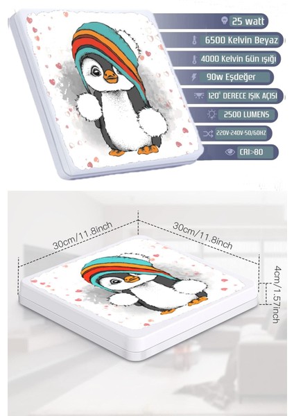 Sevimli Penguen Avize-Led AVIZE-25WATT-30 cm x 30 cm ,ÇOCUK Odası Avize, Avize Modelleri,led Avize