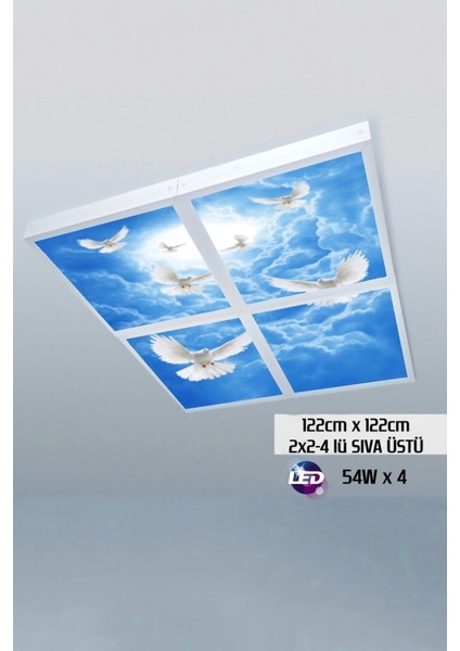 124 cm x 124 cm -DÖRTLÜ- Led-Sıva ÜSTÜ-216W-AVUKATLIK Bürosu LED Işıkları-Avize Modelleri
