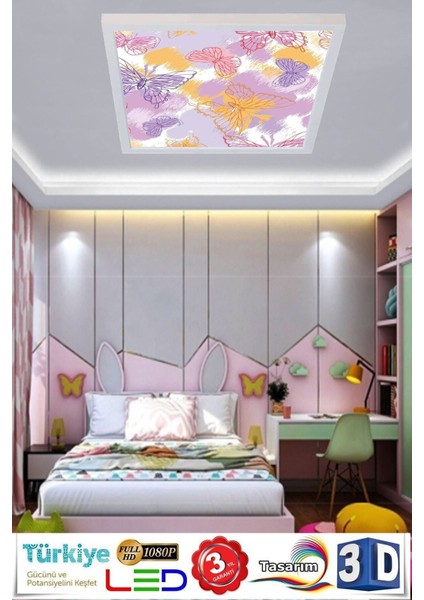 Modern Desenli Tavan Avize 60W LED Aydınlatma 60 cm x 60 cm Yeni Modern Çerçeveli