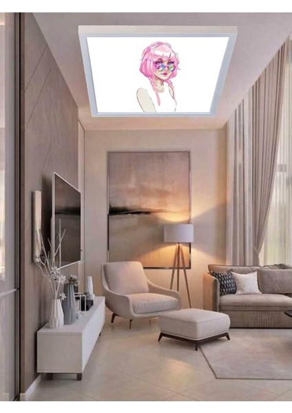 Relax Girl-Genç Odası LED Aydınlatma Avize- 60W Modern Tasarım 60 x 60 -Beyaz Işık-Tavan Lambası