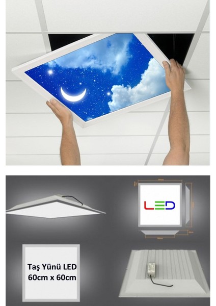 Asma TAVAN-60 cm x 60 cm -SIVA ALTI-54W-6500 K-Beyaz-Led Panel-Led Armatür-Taş Yünü Asma Tavan- LED fiyatları