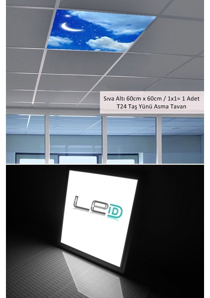 Asma TAVAN-60 cm x 60 cm -SIVA ALTI-54W-6500 K-Beyaz-Led Panel-Led Armatür-Taş Yünü Asma Tavan- LED modelleri