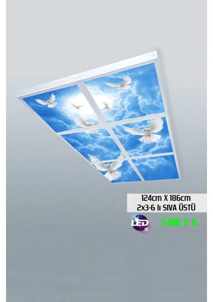 124 cm x 186 cm -ALTILI- Led-Sıva ÜSTÜ-324 Watt-Iş Yeri LED Aydınlatma-Avize Modelleri