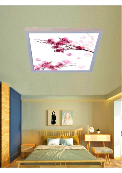 Kiraz Dalı LED Lamba- Tavana Model -Kolay Montaj Avize- 60W Aydınlatma- Mercek LED Modern Çerçeve