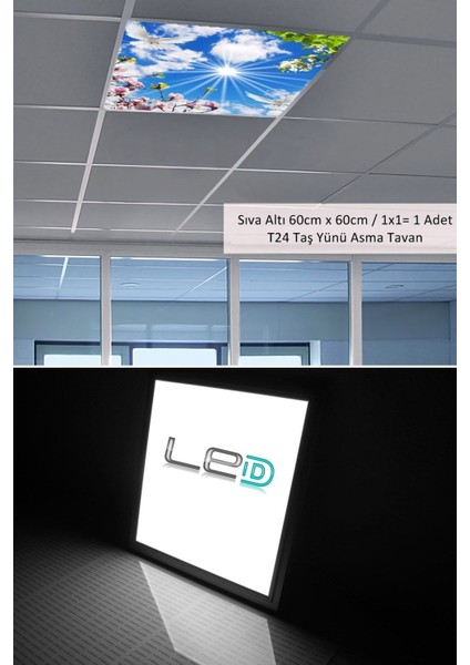 Asma TAVAN-60 cm x 60 cm -SIVA ALTI-54W-6500 K-Beyaz-Led Panel-Led Armatür-Taş Yünü Asma Tavan-Ofis Tavan fiyatları