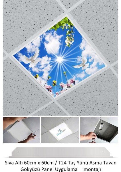 Asma TAVAN-60 cm x 60 cm -SIVA ALTI-54W-6500 K-Beyaz-Led Panel-Led Armatür-Taş Yünü Asma Tavan-Ofis Tavan modelleri