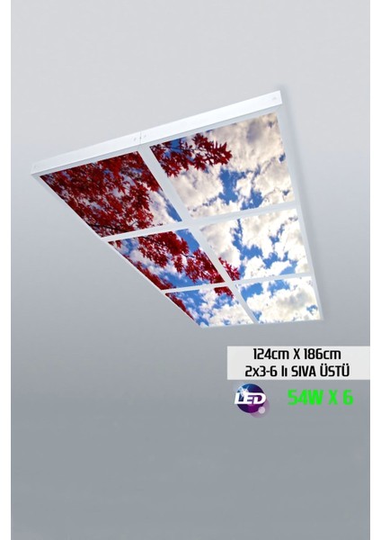 124 cm x 186 cm -ALTILI- Led-Sıva ÜSTÜ-324 Watt-Salon LED Aydınlatma-Avize Modelleri-Led Işık
