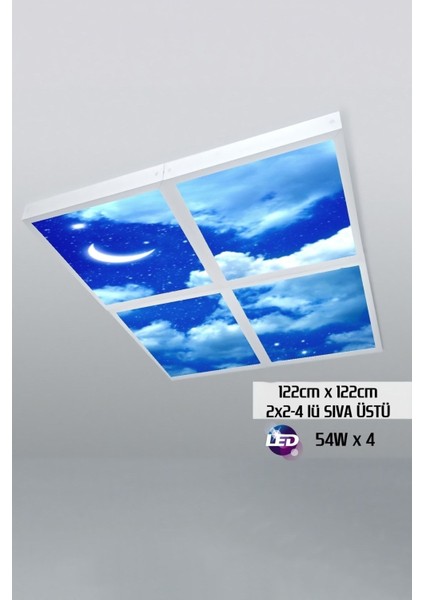 124 cm x 124 cm -DÖRTLÜ- Led-Sıva ÜSTÜ-216W-KREŞ-ANA Okulu LED Aydınlatma-Avize Modelleri