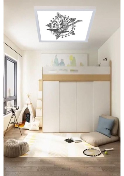Genç Odası Rock Model Baskılı LED Avize 60WATT Beyaz Işık Homojen Aydınlatma, Modern Kare LED fırsatları
