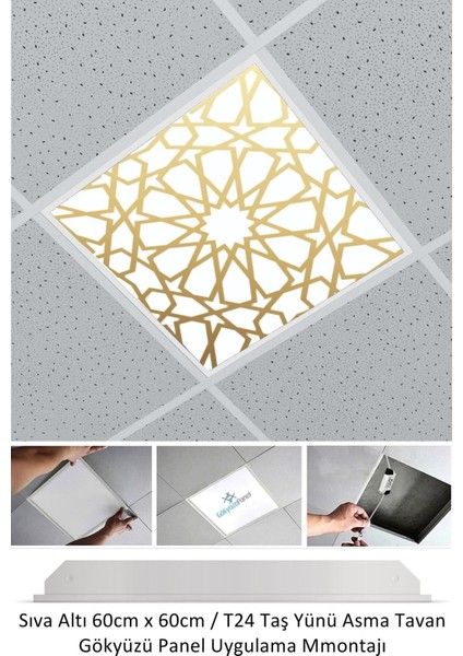 60 cm x 60 cm LED ARMATÜR-60 x 60 Taş Yünü Asma Tavan LEDI-54W-BEYAZ-LED Panel-Asma Tavan Led-Sıva Altı-