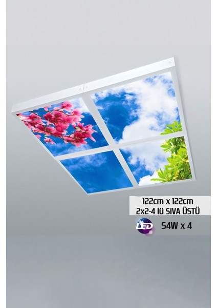 124 cm x 124 cm -DÖRTLÜ- Led-Sıva ÜSTÜ-216WATT-MAĞAZA Tavan-Led Aydınlatma-Avize Modelleri