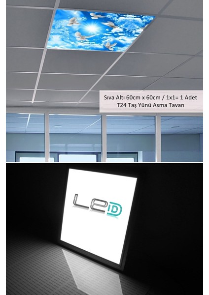 Asma Tavan LED-60 cm x 60 cm -SIVA ALTI-54W-6500K-LED Panel-Led Armatür- 60 x 60 Taş Yünü Asma Tavan Ledi fiyatları
